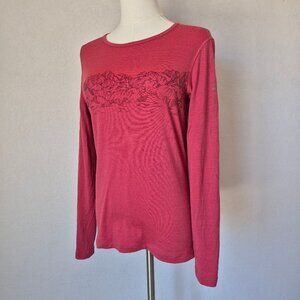 Icebreaker 100% Merino 200 Bodyfit Baselayer Shirt Long Sleeve Red Pink